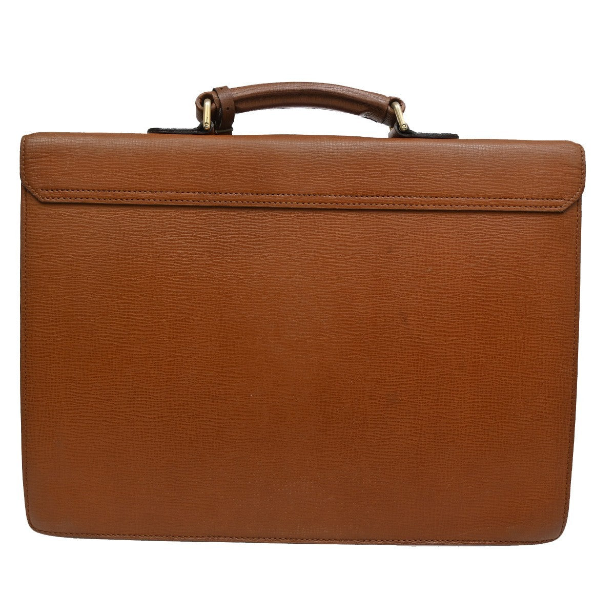 Burberrys Logo Business Briefcase Hand Bag Leather Brown GHW With Key 04KB683