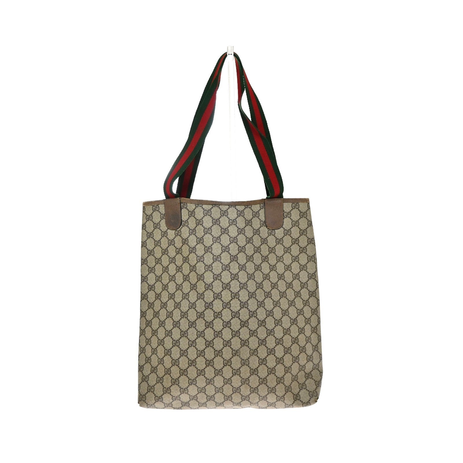 GUCCI Logo GG Pattern Sherry Shoulder Tote Bag PVC Leather Brown Italy 61KD146