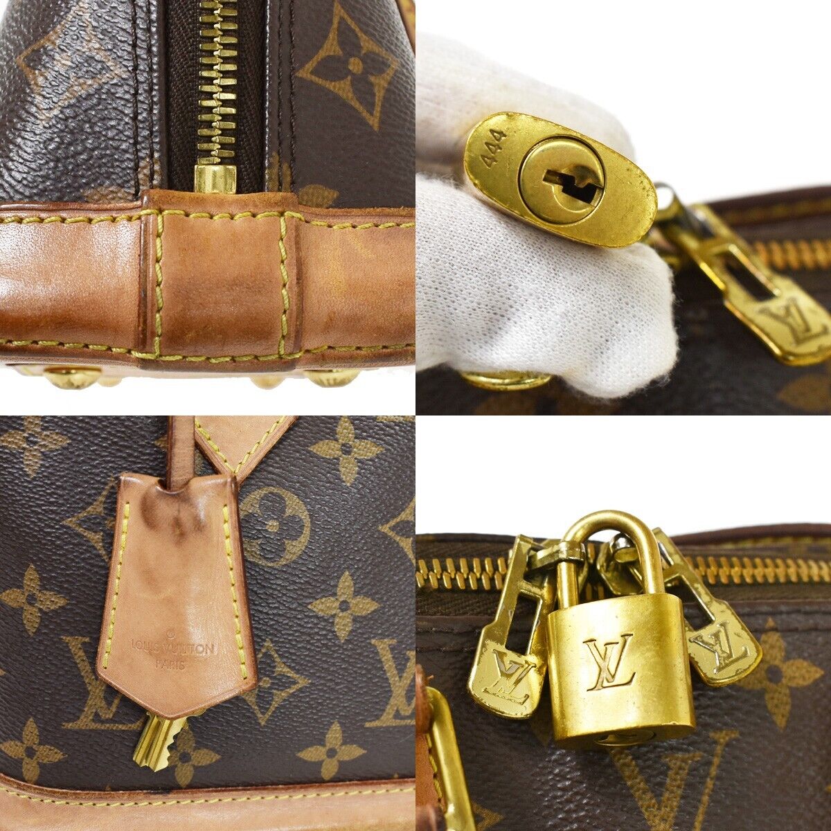 LOUIS VUITTON Alma BB 2Way Hand Bag Monogram Leather Brown Gold M53152 15YC243
