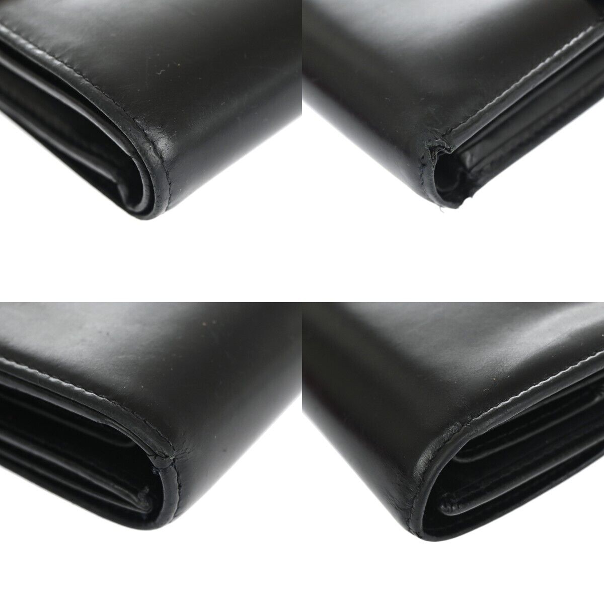 CARIER Love Collection Trifold Wallet Purse Leather Black Silver France 08GA267