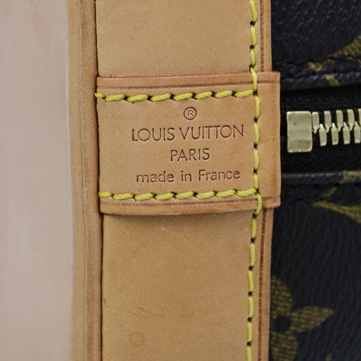 LOUIS VUITTON LV Logo Alma Hand Bag Monogram Leather Brown U.S.A. M51130 38EE047