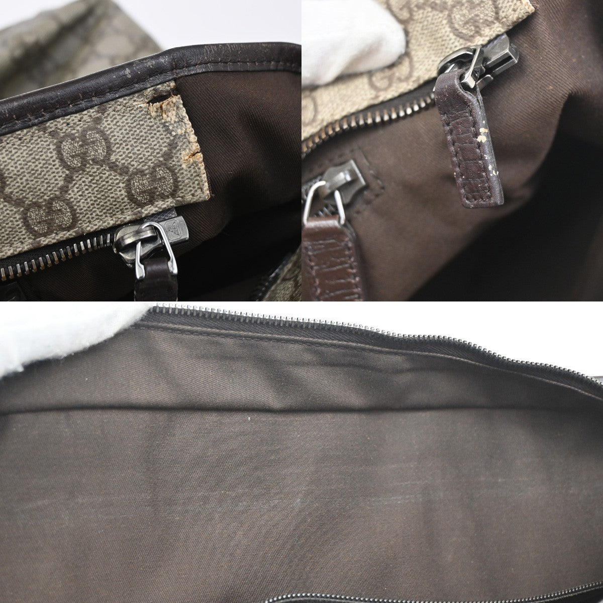 GUCCI Logo GG Patter Shoulder Hand Bag Supreme Leather Brown Itlay SHW 65DA022