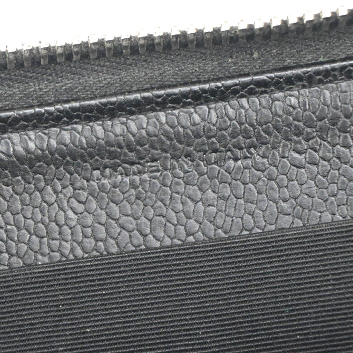 CHANEL CC Logo Zipper Long Bifold Wallet Purse Caviar Skin Leather Black 38YC420
