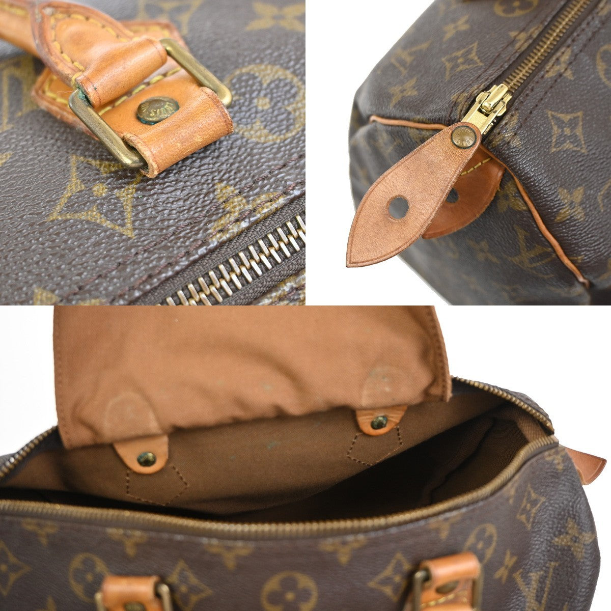 LOUIS VUITTON Speedy 30 Travel Hand Bag Monogram Leather Brown M41526 14SA001