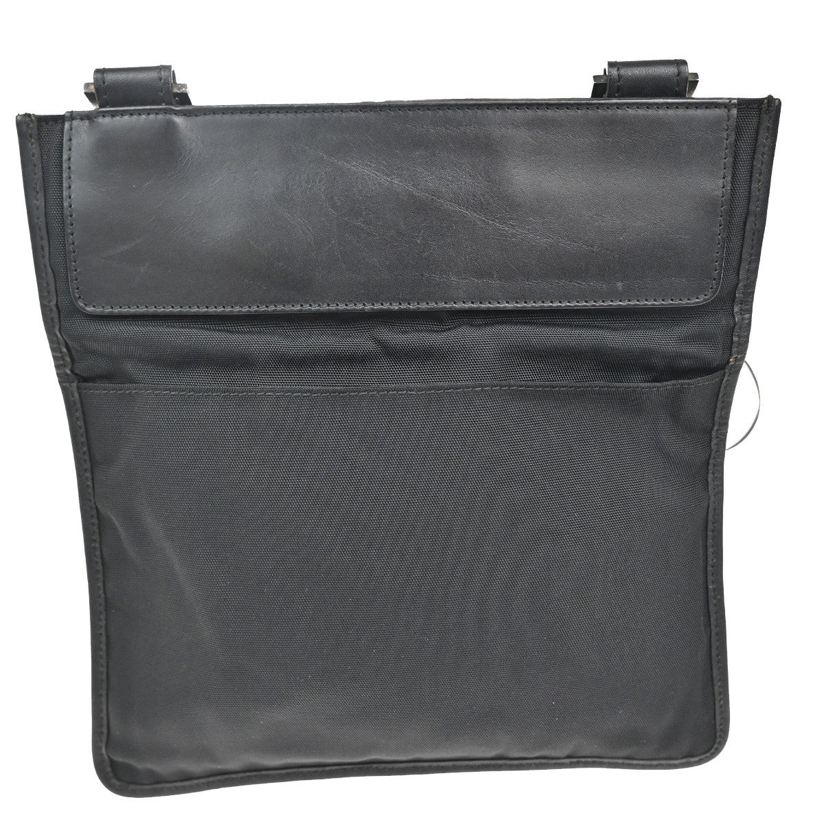 29.Live GUCCI Logo Crossbody Shoulder Bag Nylon Leather Black SHW Italy 05KC142