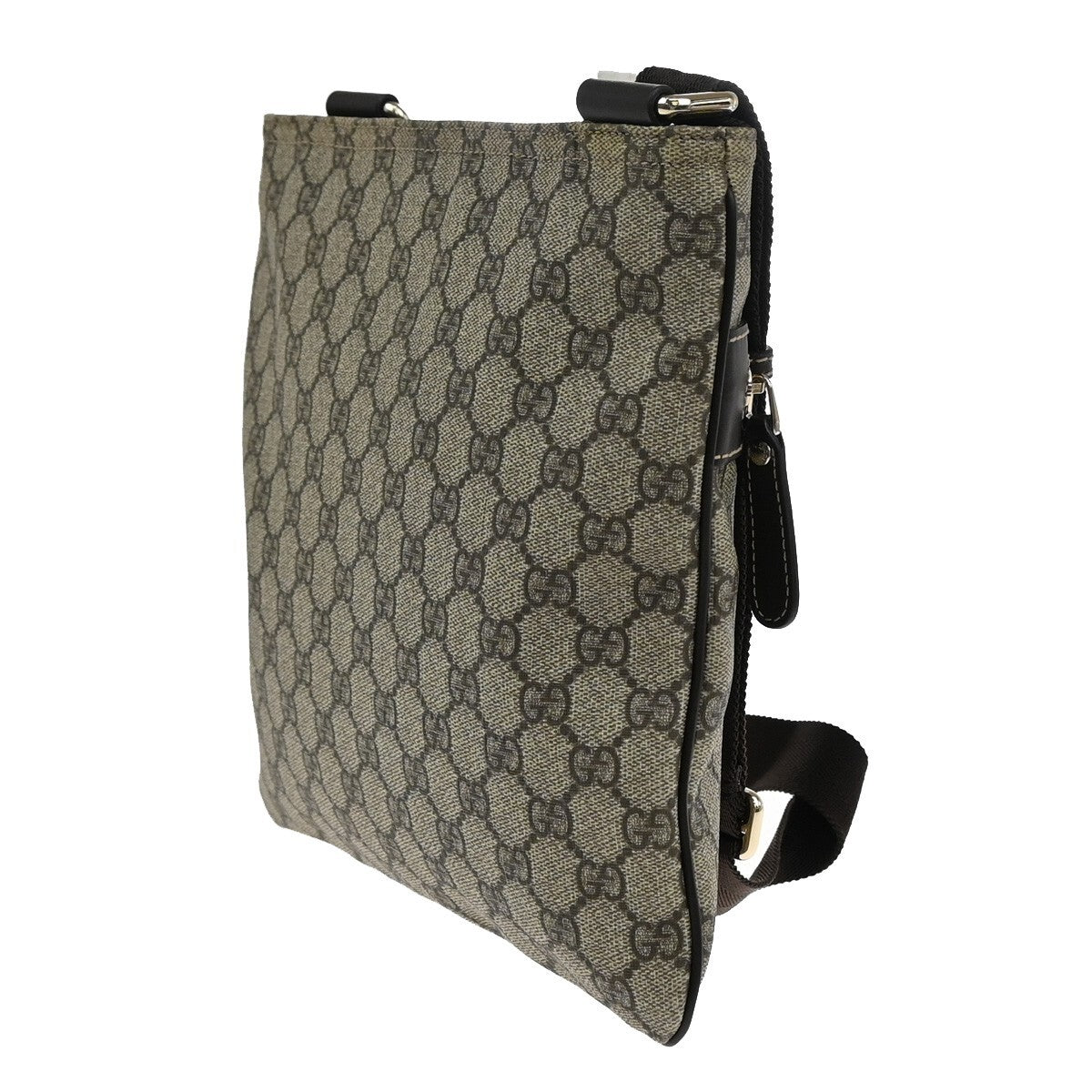 GUCCI Logo GG Pattern Shoulder Bag PVC Leather Canvas Brown GHW Italy 16FB606