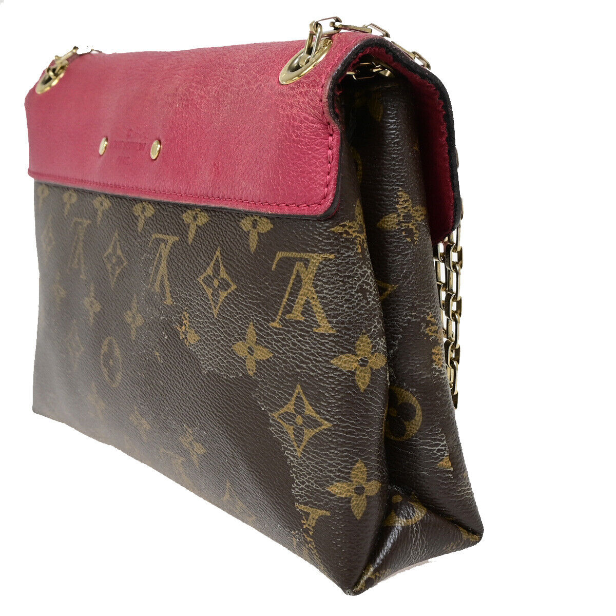 LOUIS VUITTON Pallas Chain Shoulder Bag Monogram Leather Cerise M41201 70YF618