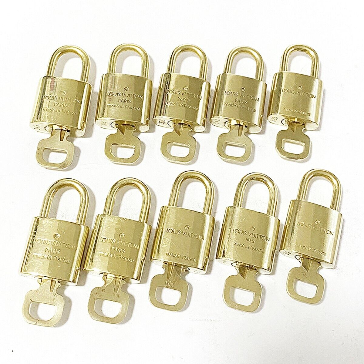LOUIS VUITTON LV 10 SET PADLOCK KEY BAG CHARM CADENA GOLD-PLATED FRANCE 35MT225