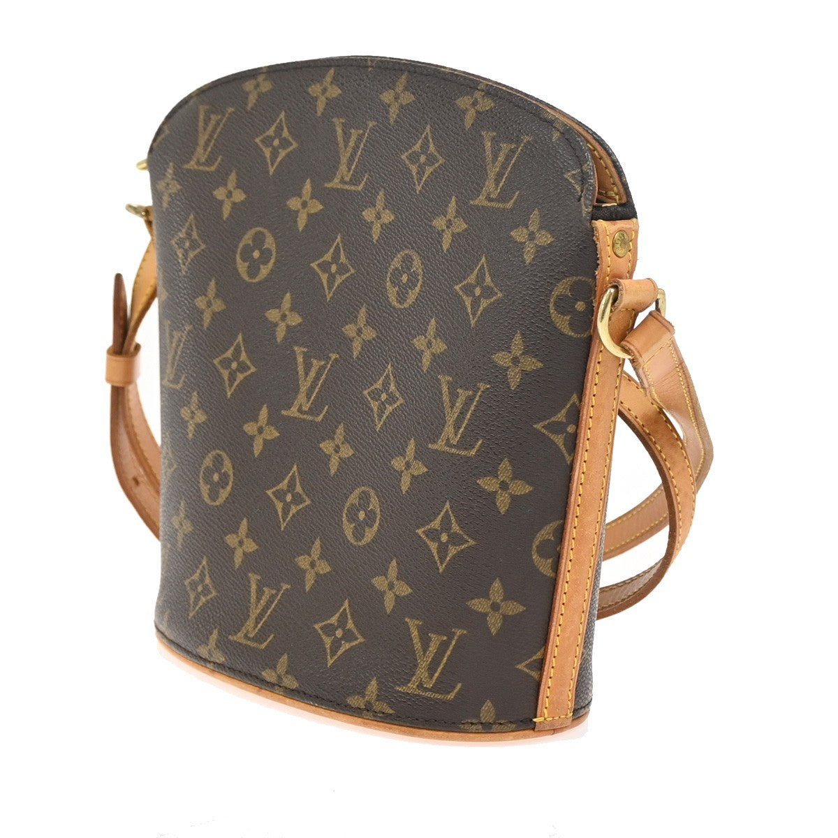 LOUIS VUITTON Logo Drouot Shoulder Bag Monogram Leather Brown M51290 74ZA349