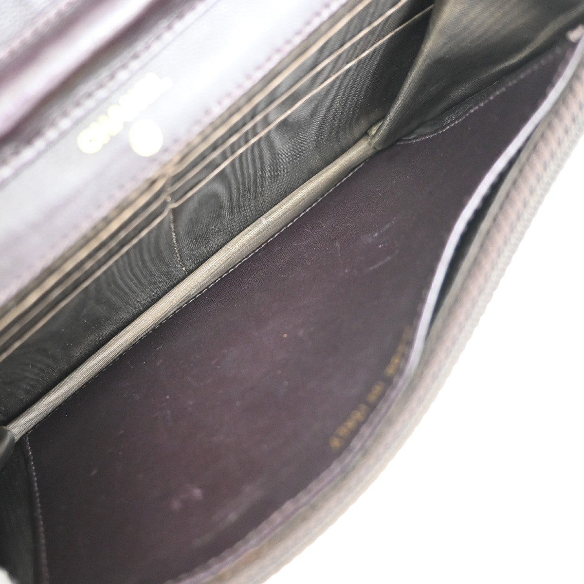 CHANEL CC Logo Chain Wallet Grained Calfskin leather Brown Italy VTG 332RL962