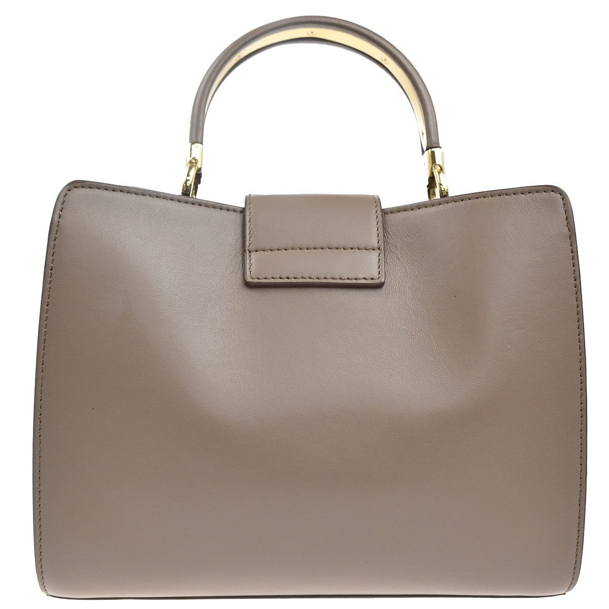 SALVATORE FERRAGAMO Logo Gancini Hand Bag Leather Brown GHW Italy 36MA427