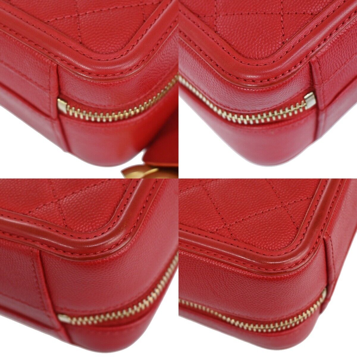 CHANEL CC Mini Matelasse 2Way Chain Shoulder Bag Caviar Leather Red GHW 765RH755