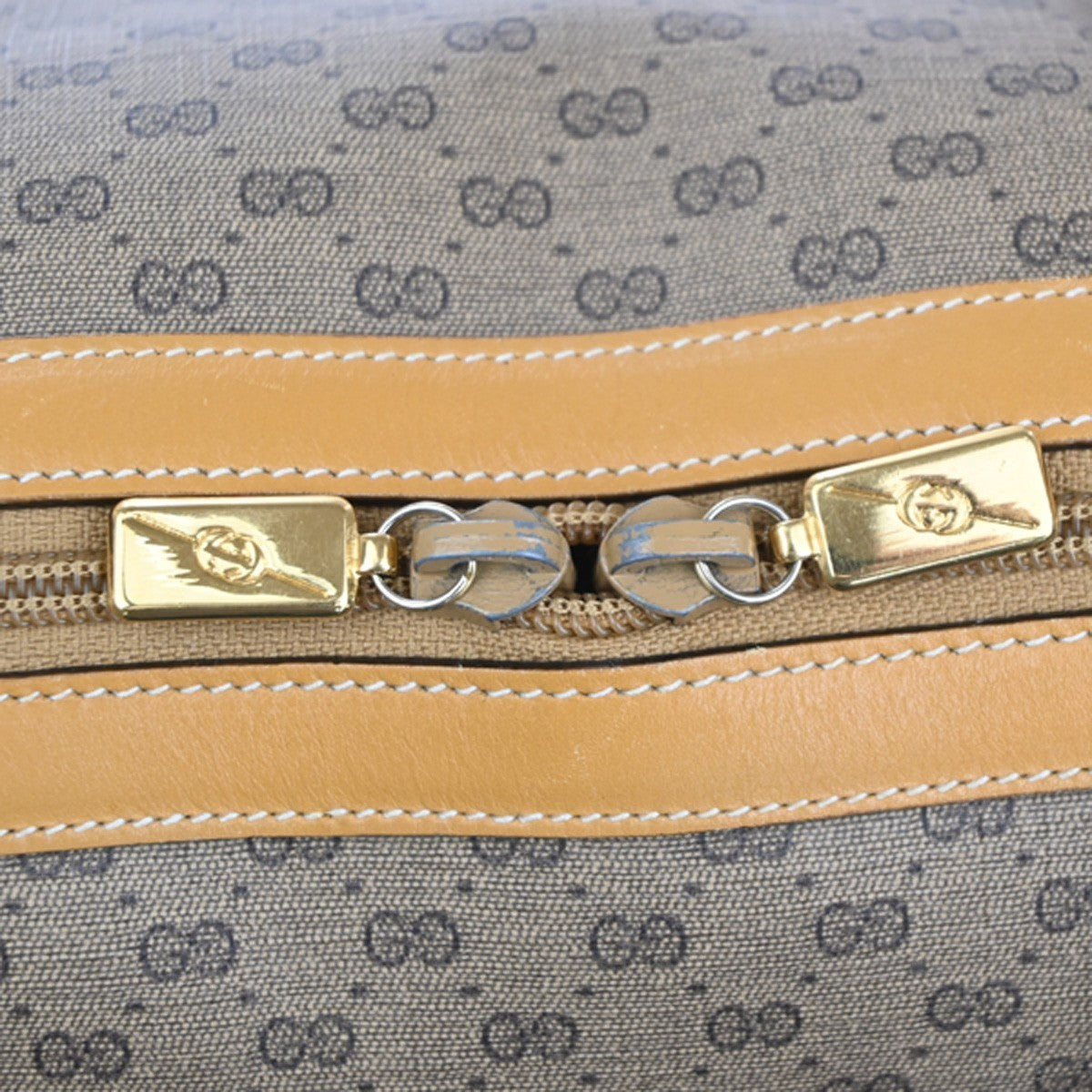 GUCCI Logo GG Pattern 2way Shoulder Hand Bag PVC Leather Beige GHW Italy 38MA555