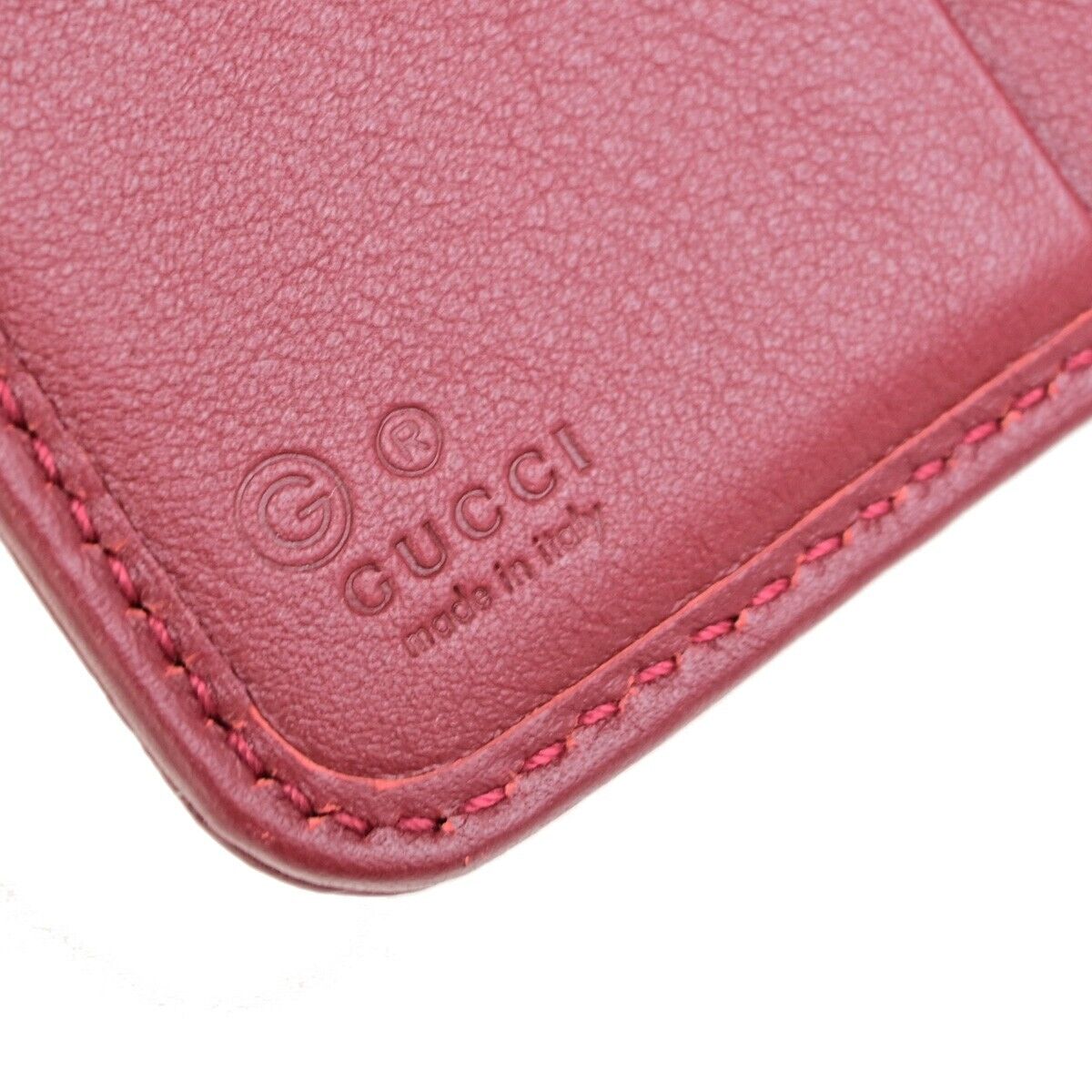 GUCCI Micro Guccissima GG Pattern Bifold Zipper Wallet Leather Red 34FB312
