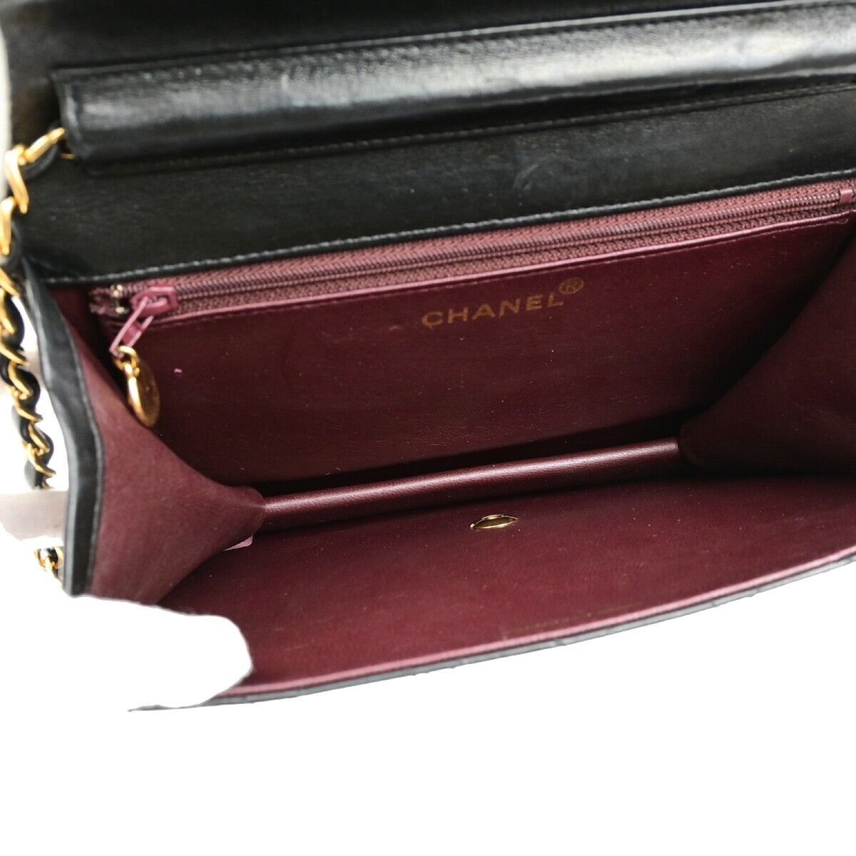 CHANEL Matelasse Single Flap Chain Shoulder Bag Leather Black Vintage 652RK871
