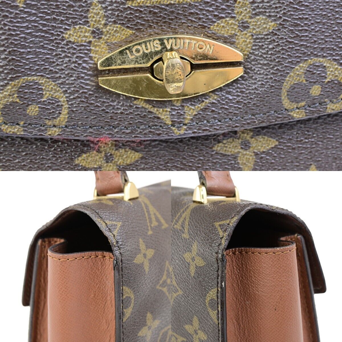 LOUIS VUITTON LV Logo Malesherbes Hand Bag Monogram Leather Brown M51379 65SJ507