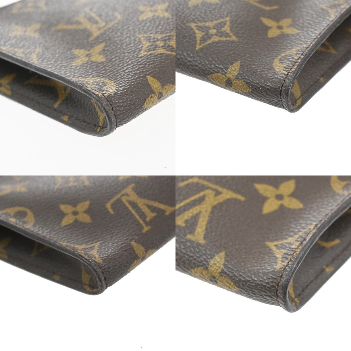 LOUIS VUITTON Logo BUCKET PM Pouch Bag Monogram Leather Brown France 04KC333
