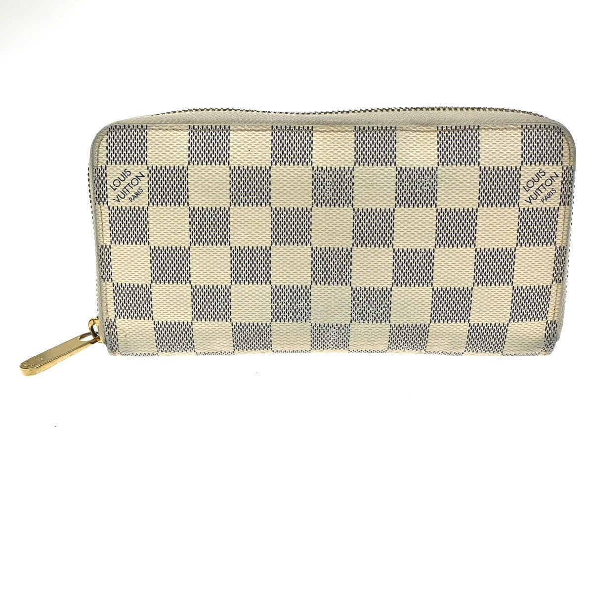 LOUIS VUITTON Zippy Long Wallet Damier Azur Leather White Spain N60019 67KD007