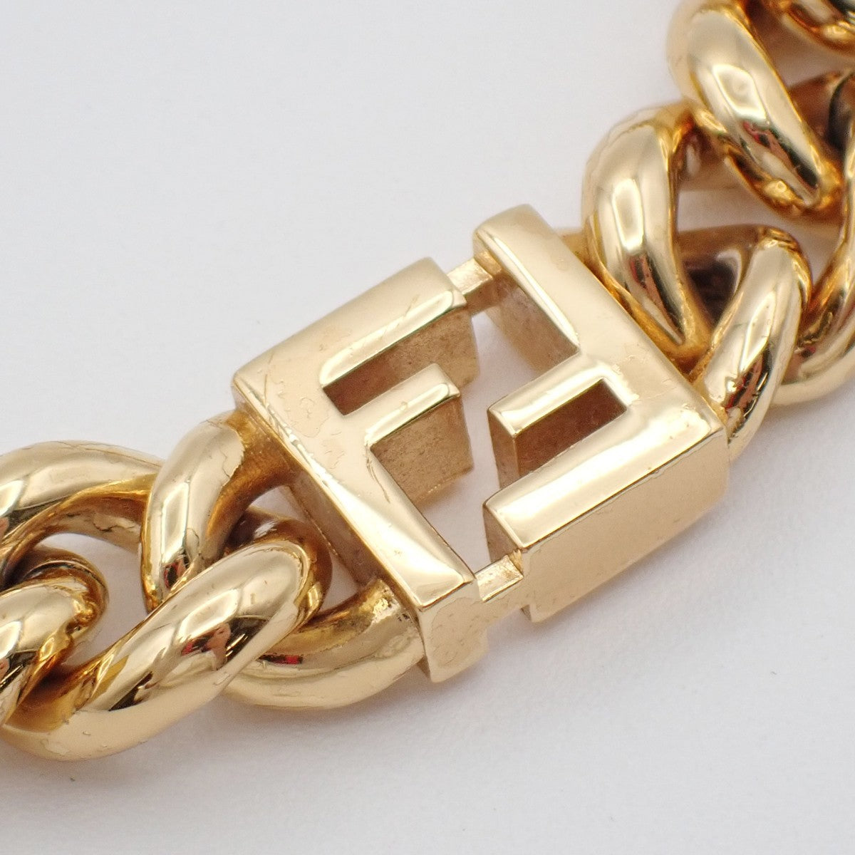 FENDI FF Logo Chunky Chain Bracelet Gold-Plated Italy 60EF508