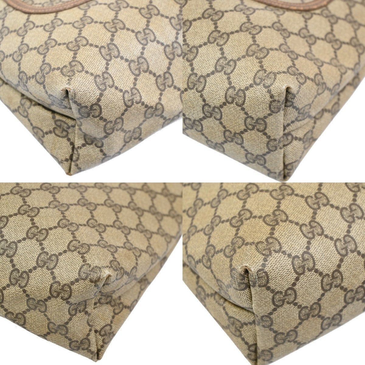 GUCCI GG Pattern Sherry Shoulder Tote Bag PVC Leather Brown GHW Italy 68DA144