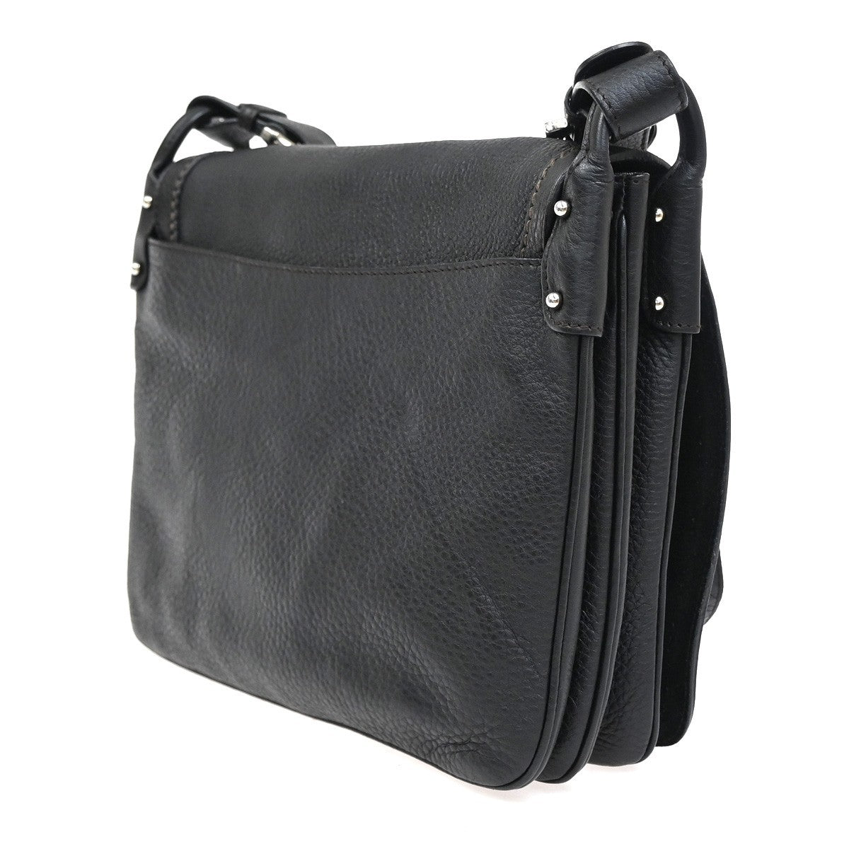 SALVATORE FERRAGAMO Gancini Shoulder Bag Leather Black SHW Italy 34RF978
