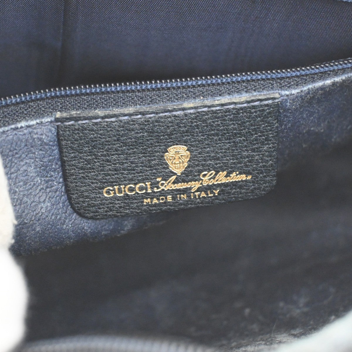 GUCCI Logo Sherry Web Line GG Pattern Shoulder Bag PVC Leather Blue 67YJ157