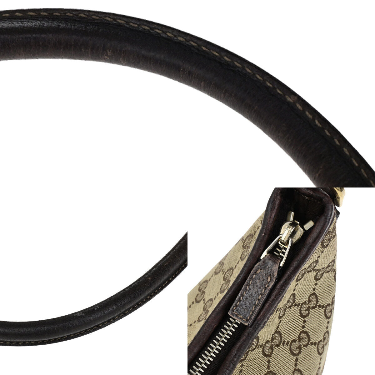 GUCCI Logo Abbey GG Pattern Shoulder Bag Canvas Leather Brown GHW Italy 66YG690