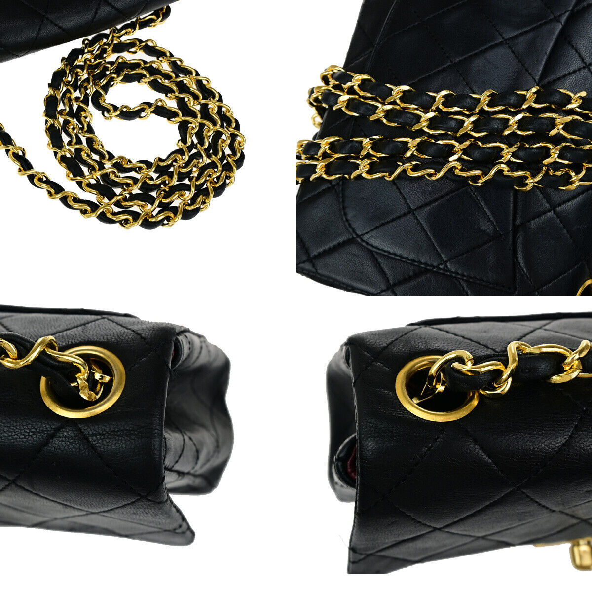 CHANEL CC Mini Matelasse Chain Shoulder Bag Leather GHW Black Vintage 359RJ892