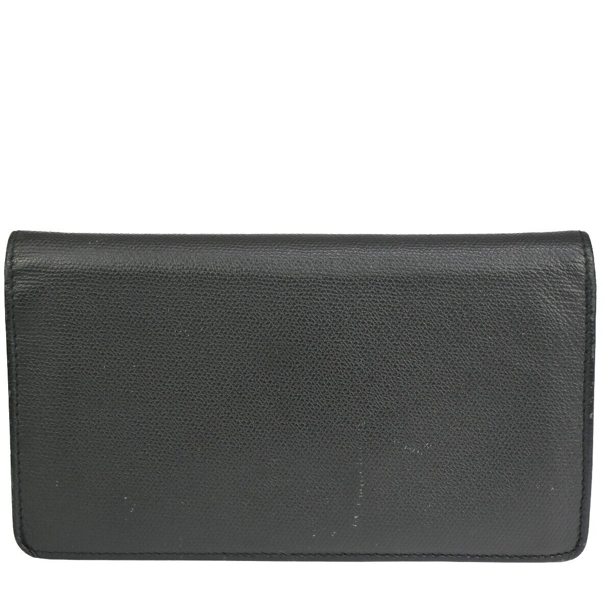 CHANEL CC Logo Long Bifold Wallet Purse Leather Black Gold Italy 66FA381