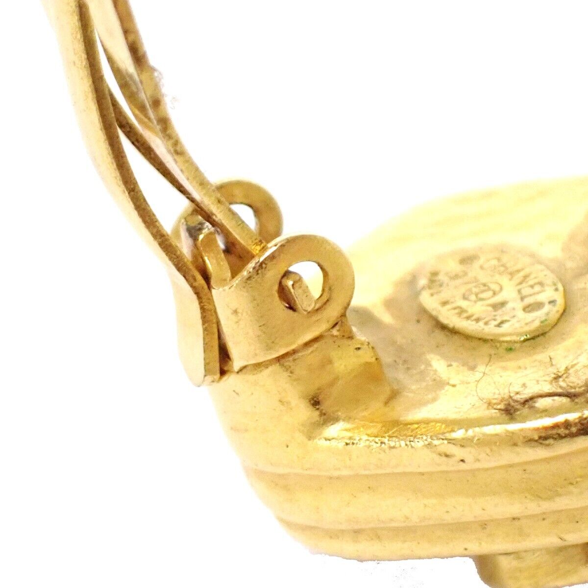 CHANEL CC Logo Button Earrings Clip-On 97A GHW France Vintage Accessory 83RH863