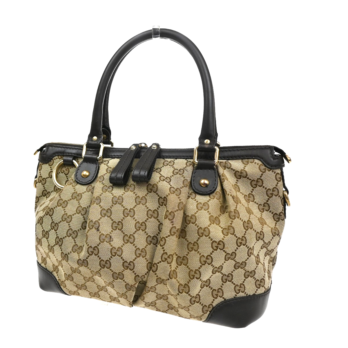 Gucci GG Logo Sukey Tote Hand bag Canvas leather Brown GHW Italy 88CA381