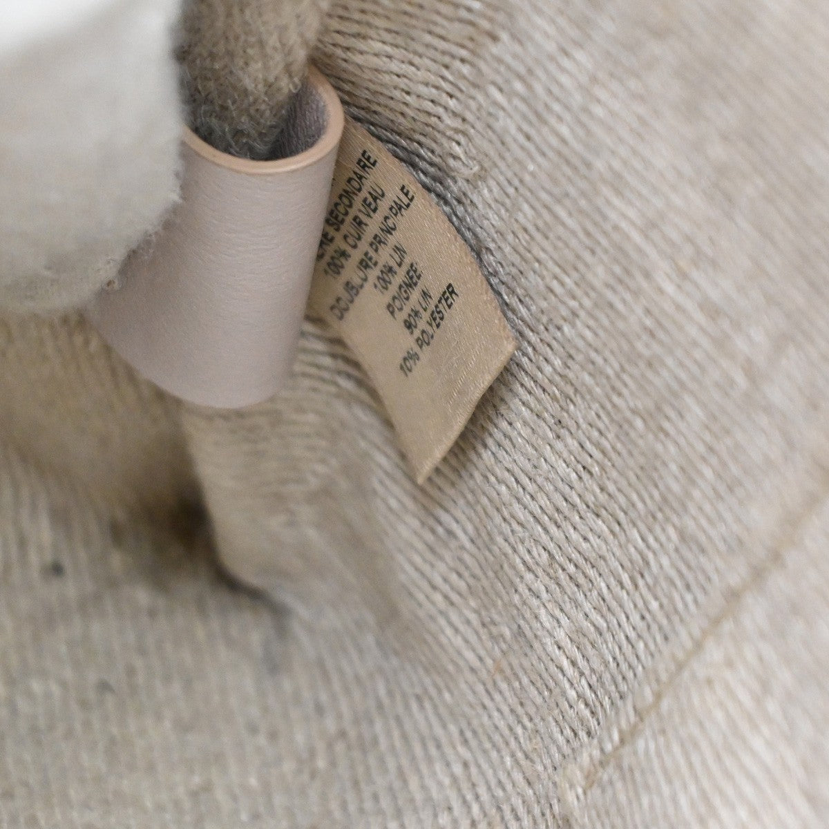 CHLOE Logo Woody Medium Shoulder Tote Bagi Linen Leather Beige Italy 84YJ242