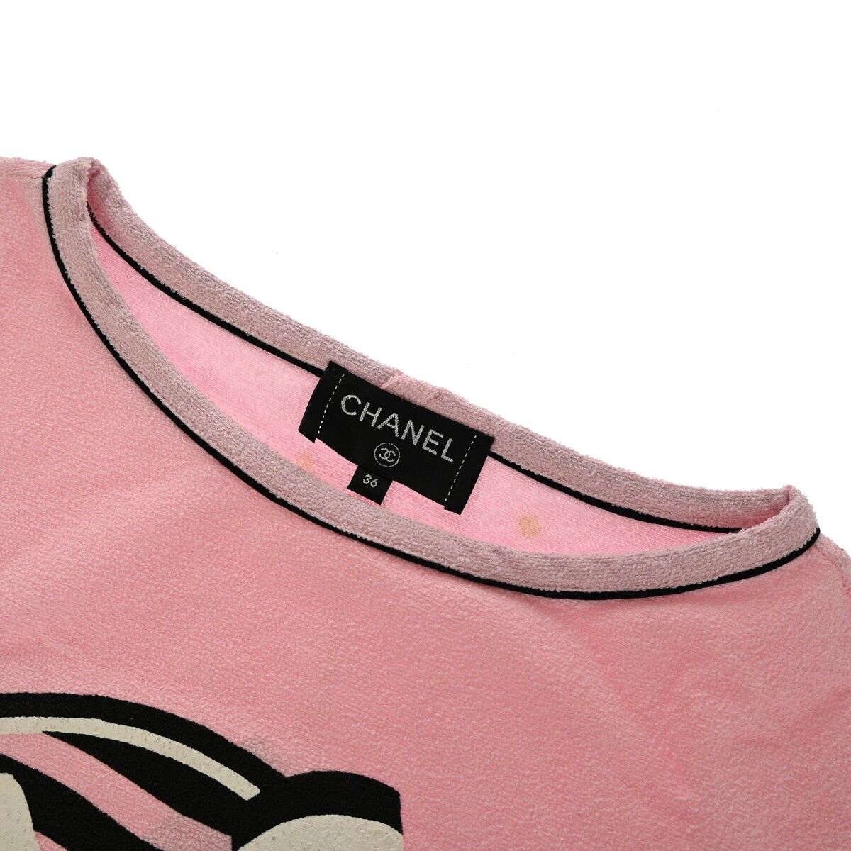 CHANEL CC Logo T-Shirt Tops #36 Cotton Blended Pink 19C Made In Italy 89RH348