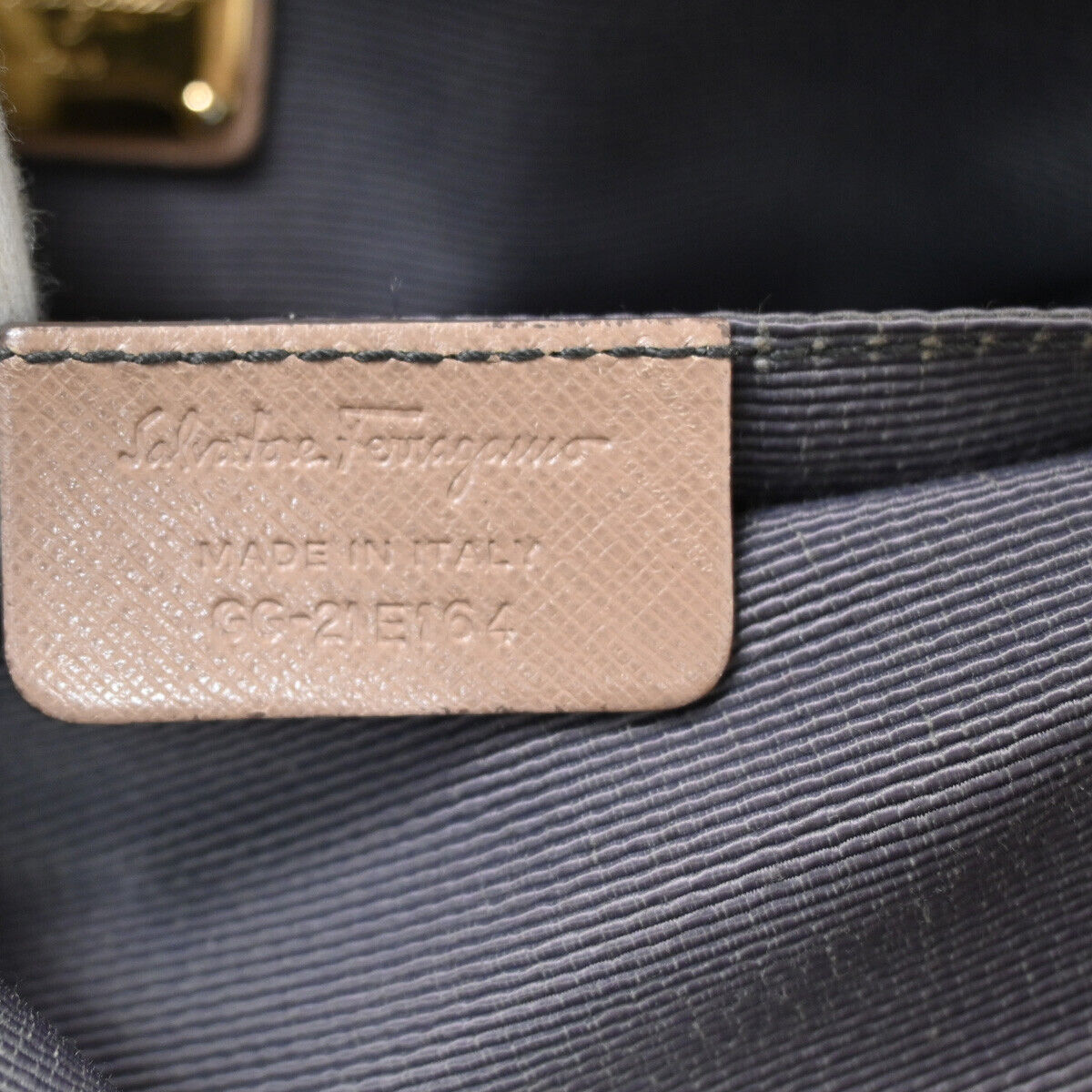 SALVATORE FERRAGAMO Gancini 2way Shoulder Bag Nylon Leather Pink Beige 66YE151