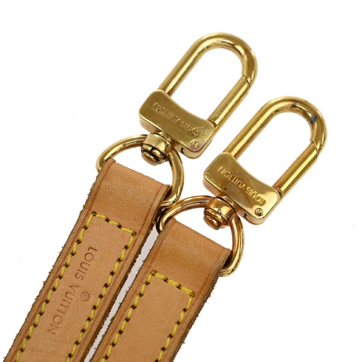 LOUIS VUITTON Logo Shoulder Strap Leather Brown Gold Bag Accessory 66EE109