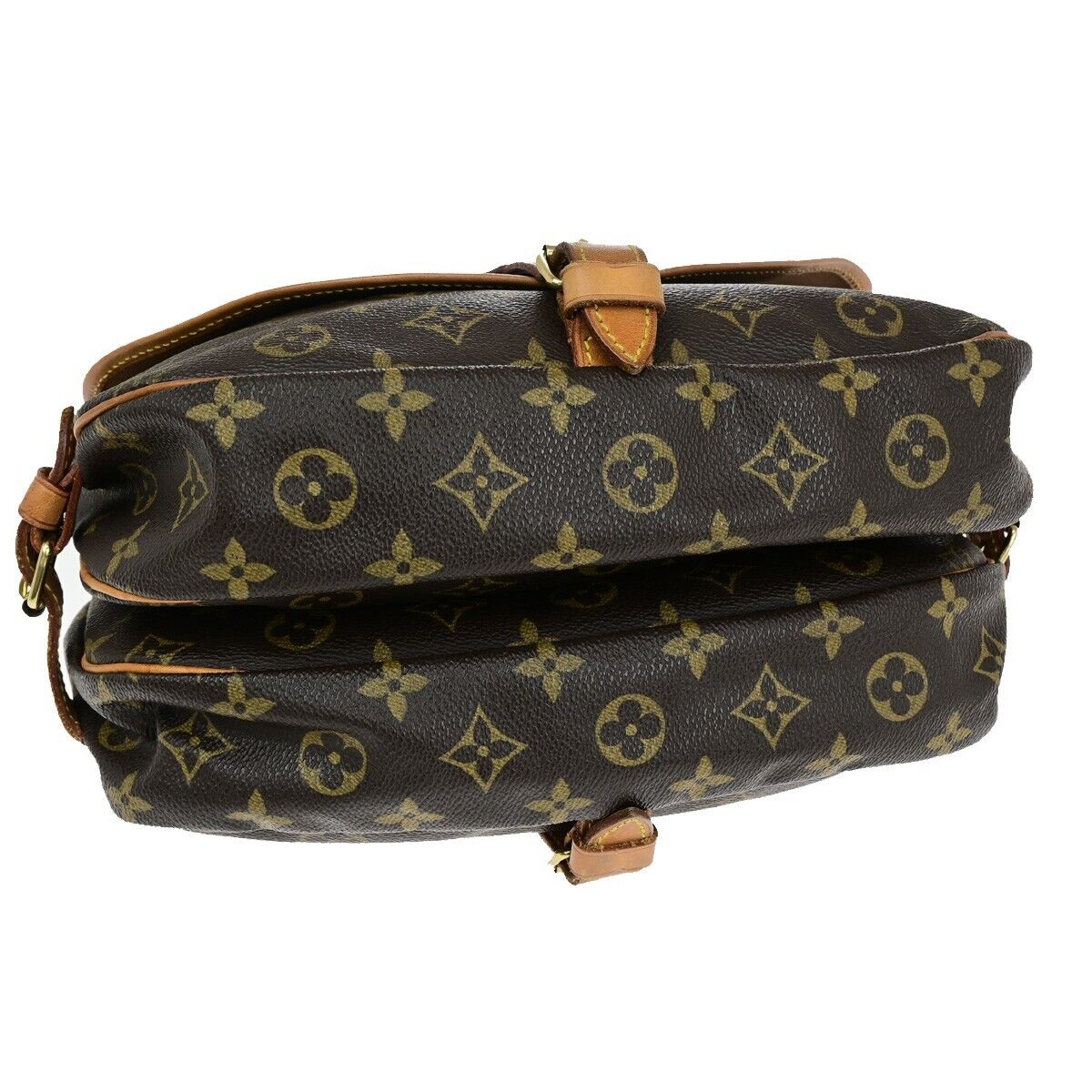 LOUIS VUITTON Logo Saumur 30 Shoulder Bag Monogram Leather Brown M42256 13SH865