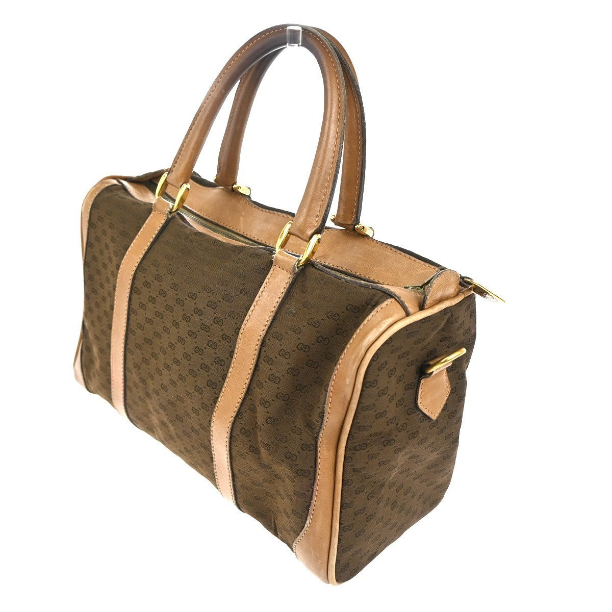 GUCCI Micro GG Pattern Hand Bag Canvas Leather Brown Beige GHW Italy 60TA467