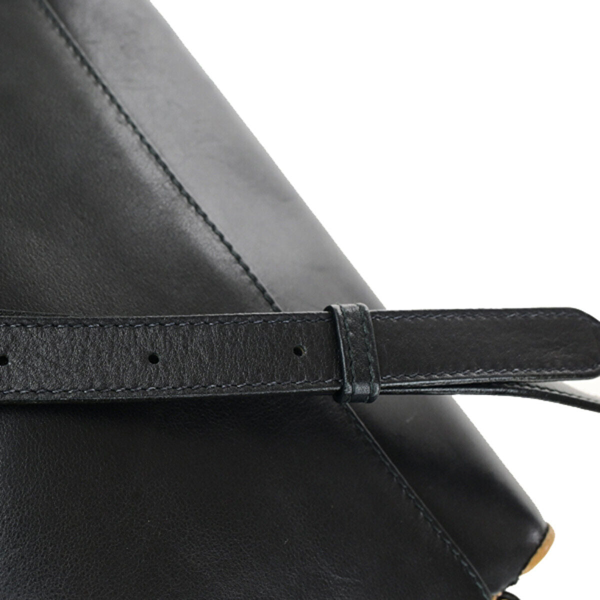 CELINE Logo Horse Carriage Shoulder Bag Leather Black GHW Italy 37YG546