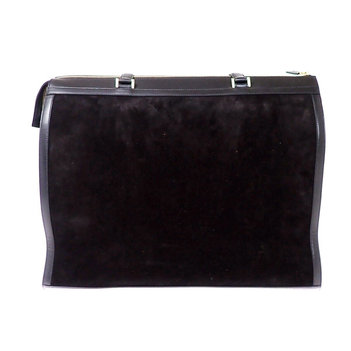 RARE! SALVATORE FERRAGAMO Gancini Shoulder Bag Suede Leather Black Italy 30HB115