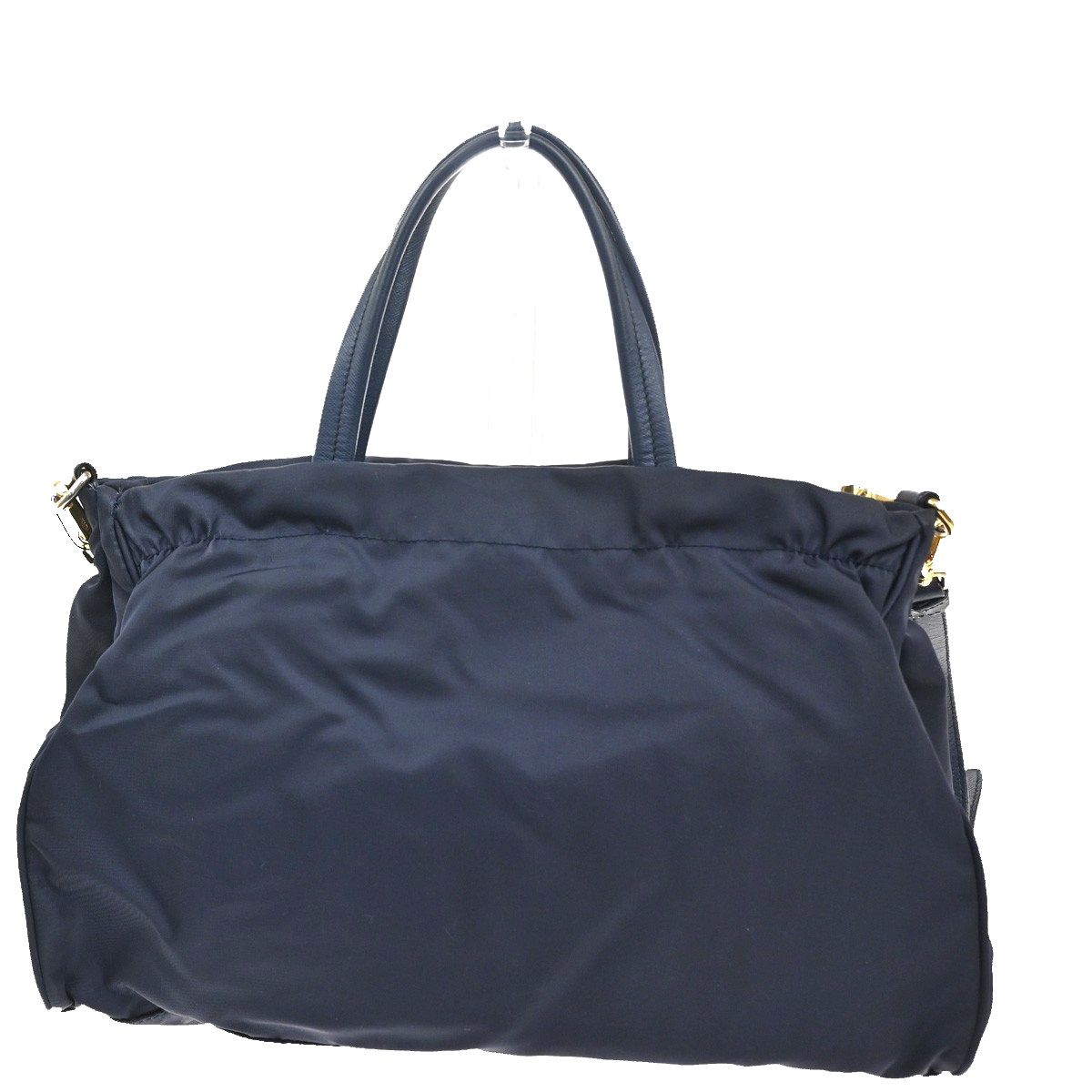 PRADA Logo Tessuto 2Way Shoulder Hand Bag Nylon Leather Navy Blue Italy 79KC009