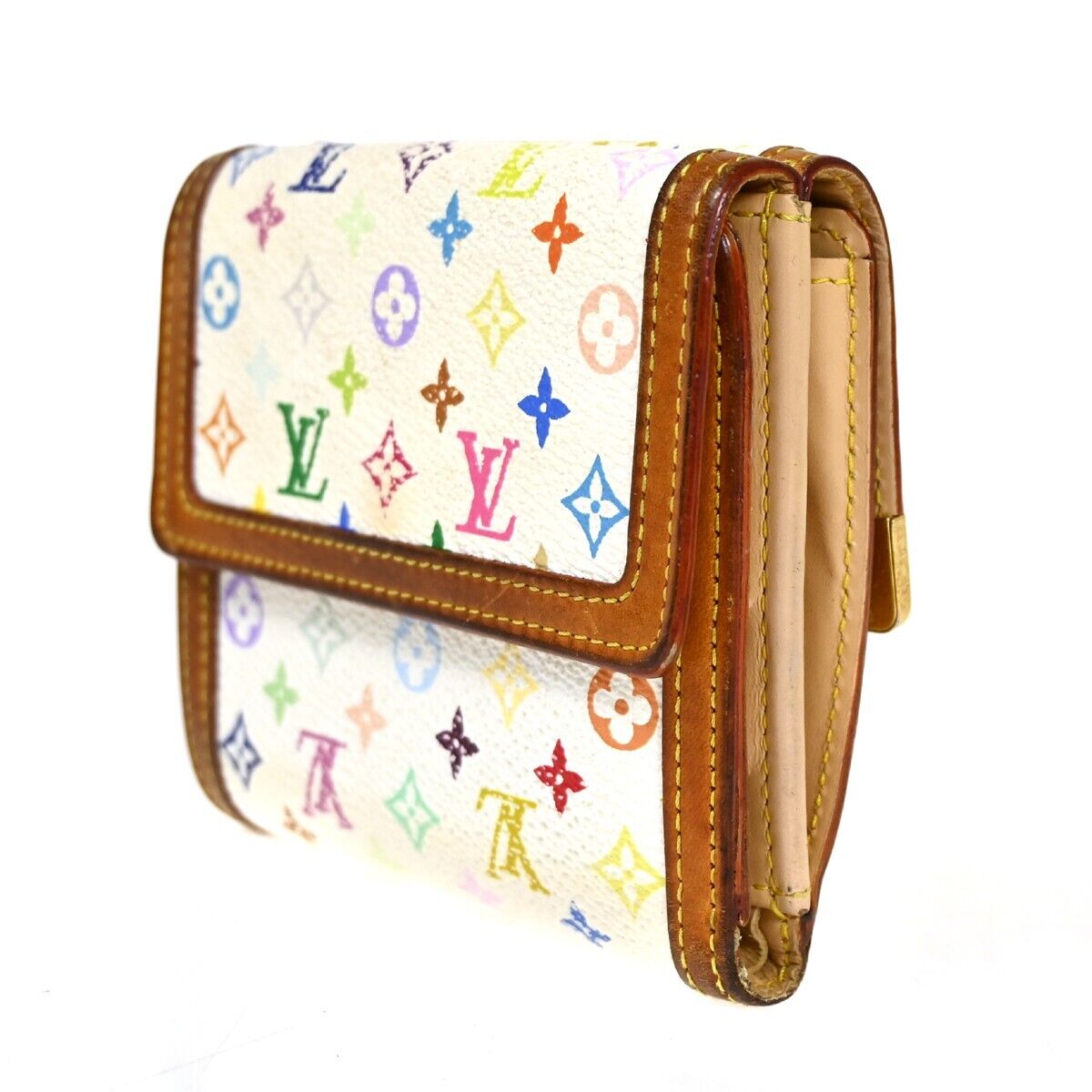 LOUIS VUITTON Credit Trifold Wallet Monogram Multi Leather White M92983 60HB317