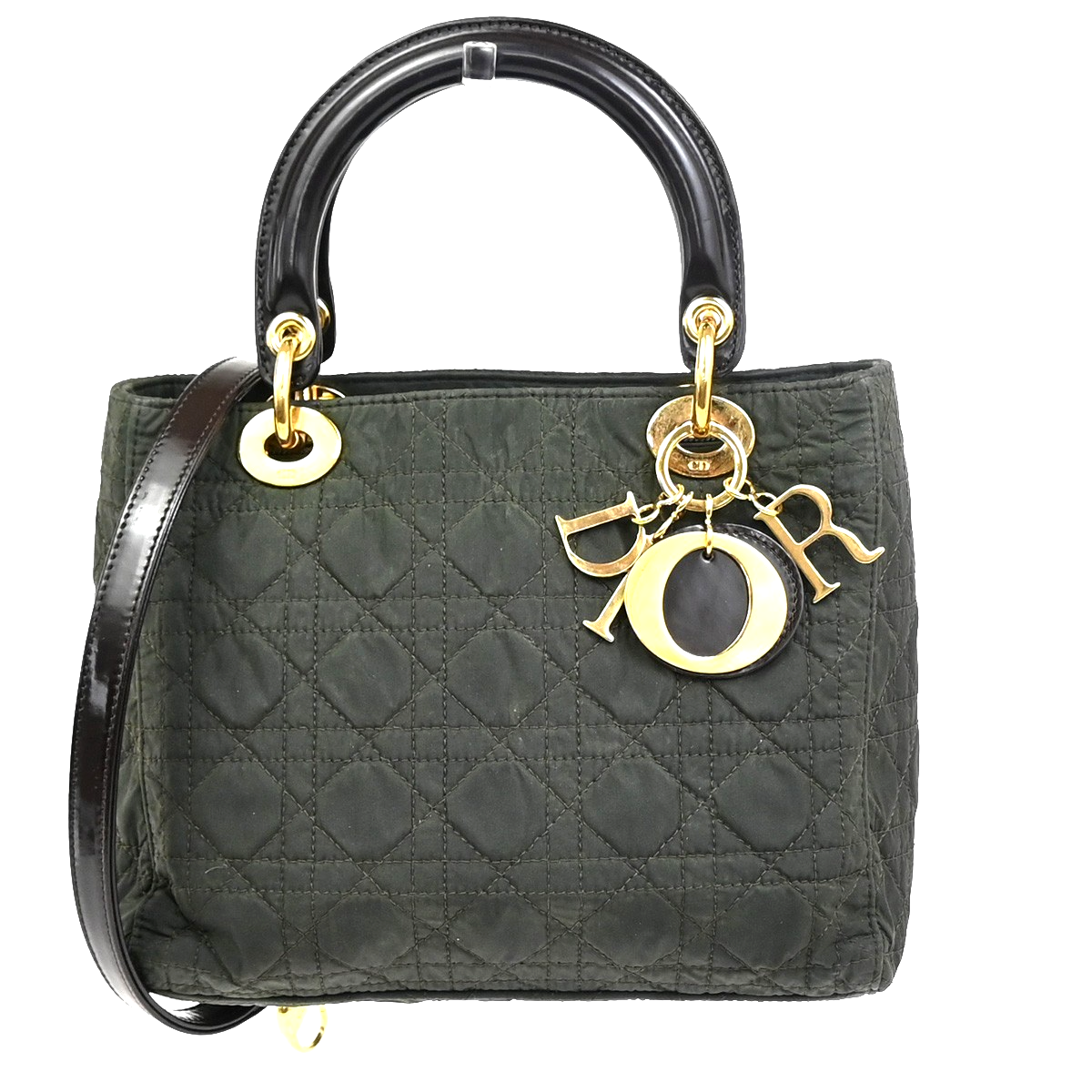 CHRISTIAN DIOR Lady 2Way Shoulder Hand Bag Nylon Patent Leather KI GHW 72YH877