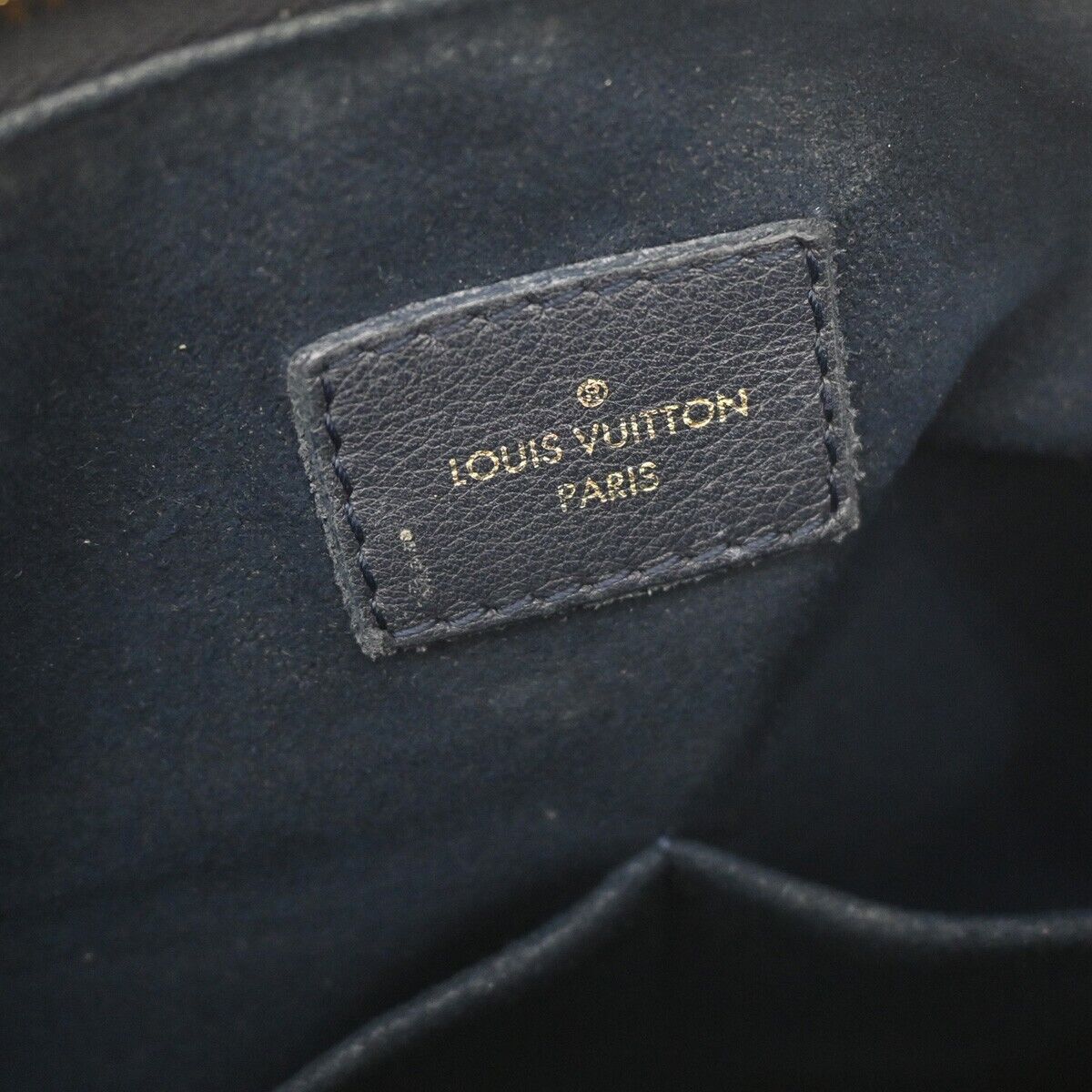 LOUIS VUITTON Pallas Hand Bag Monogram Leather Blue Brown Gold M44042 49YC750