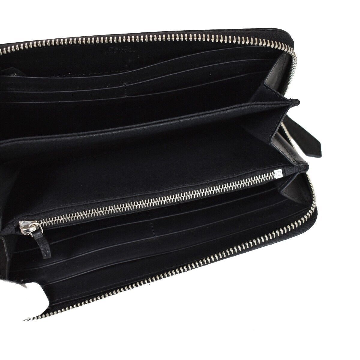 FENDI VIT.GRACE Micro Zucca Pattern Long Zipper Wallet Embossing Leather 36YC245