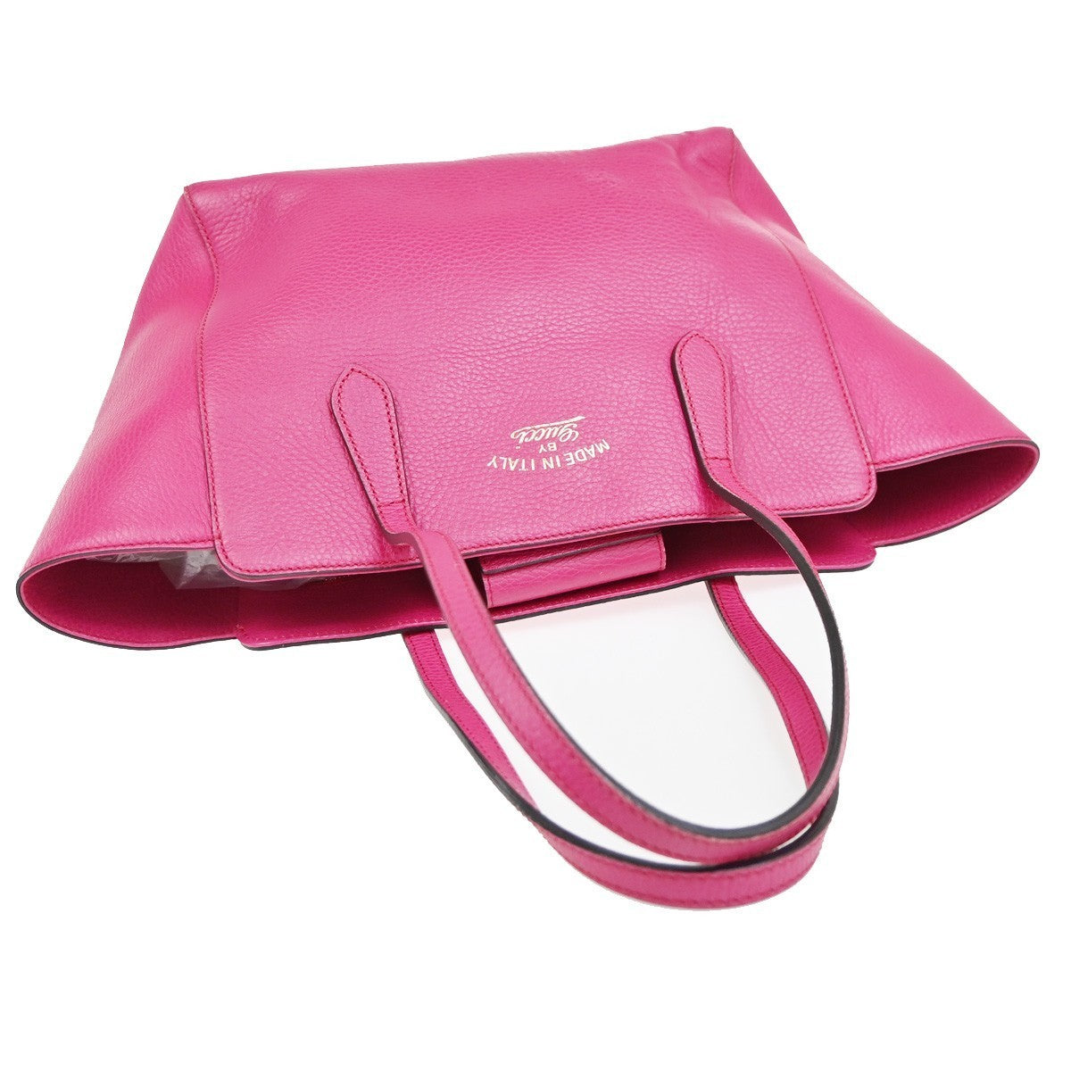 GUCCI Logo Swing Shoulder Tote Bag Leather Pink GHW Italy 83KP493