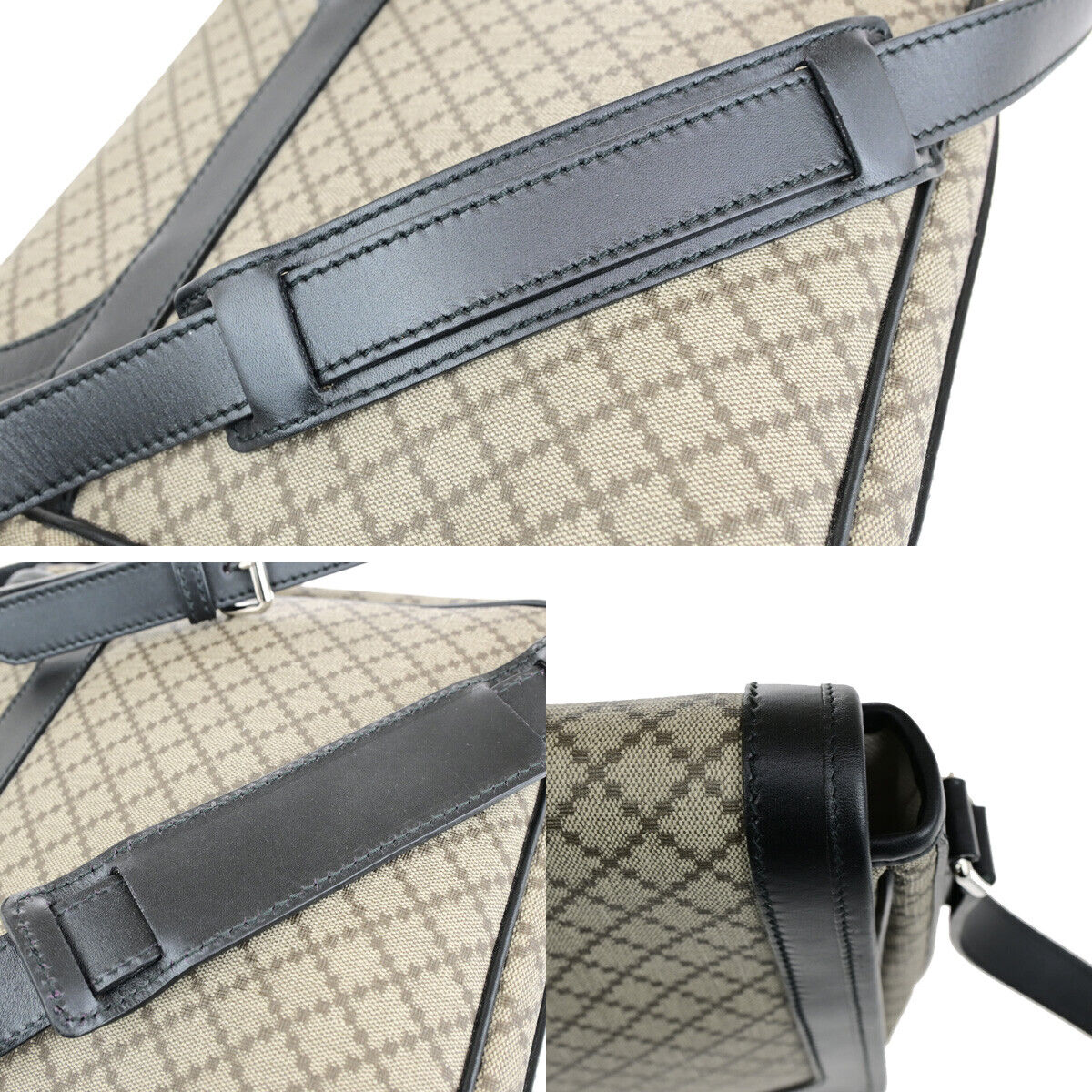 GUCCI Logo Diamante Crossbody Shoulder Bag PVC Leather Brown Black SHW 18YG605