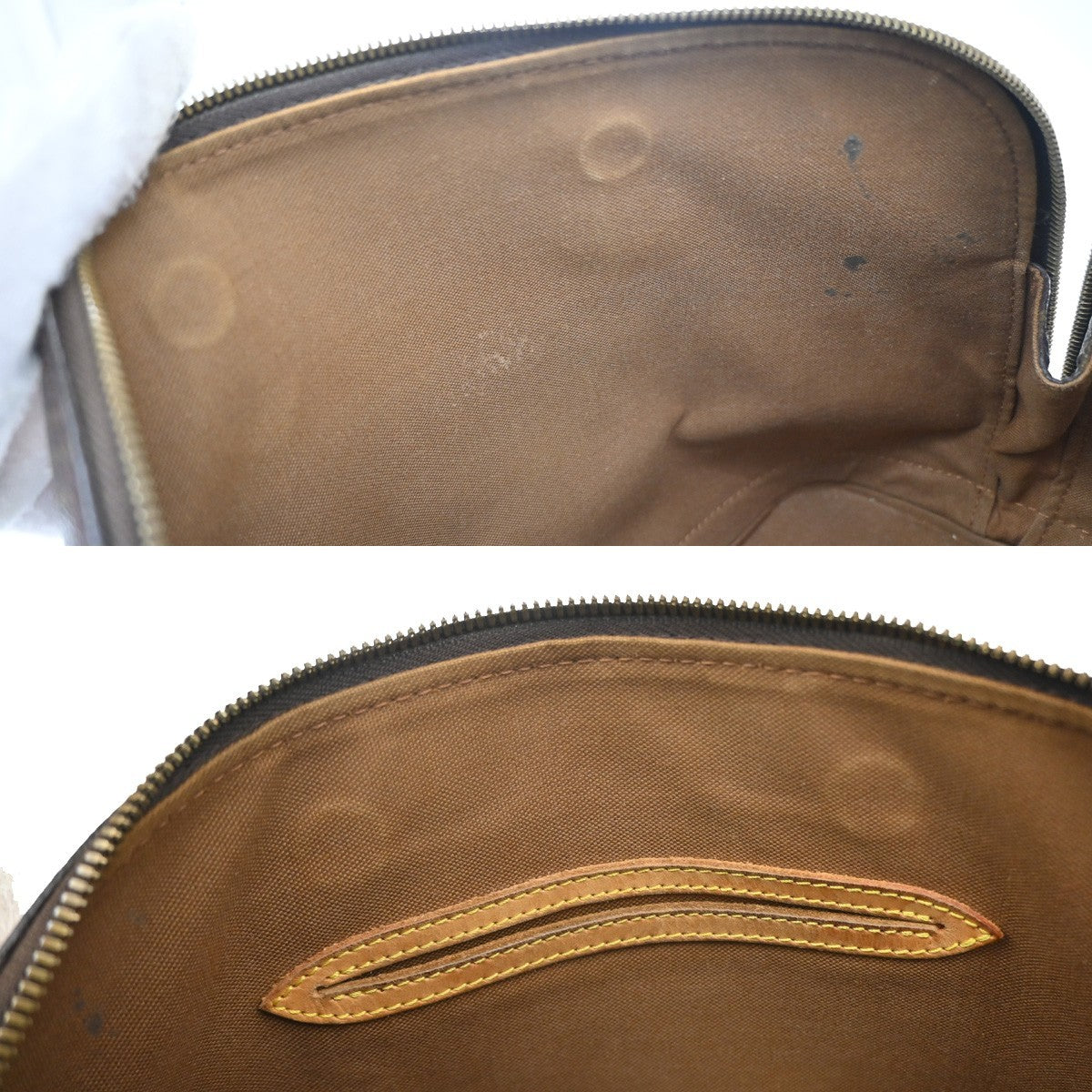 LOUIS VUITTON LV Logo Alma Hand Bag Monogram Leather Brown USA M51130 35YJ194