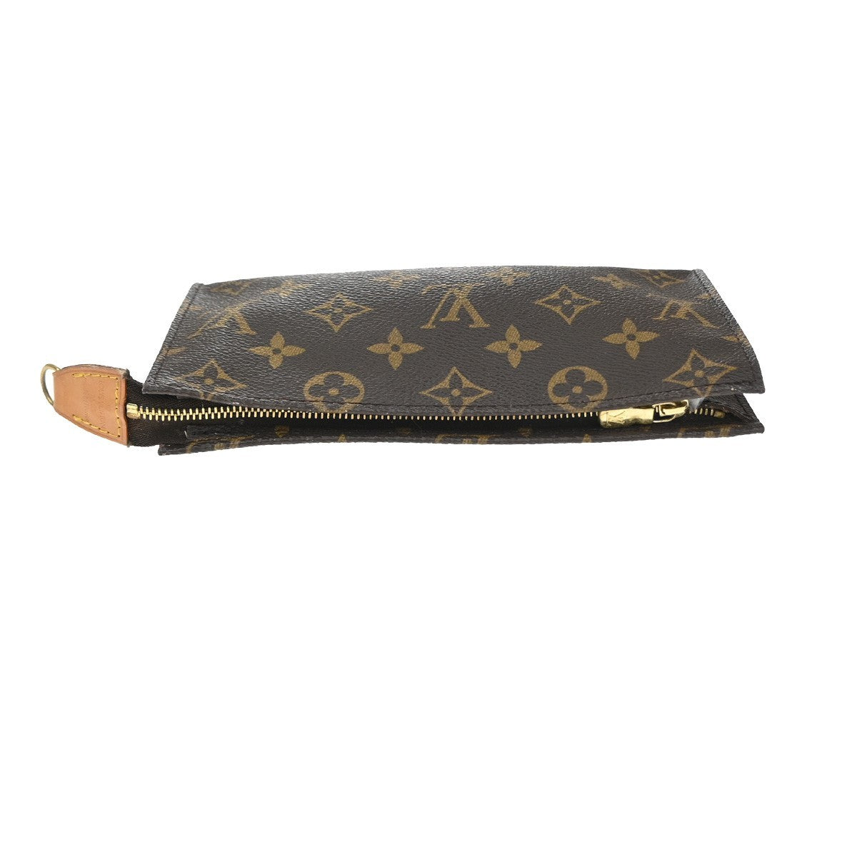 LOUIS VUITTON LV Logo Bucket GM Pouch Bag Monogram Leather Brown Gold 02YJ222