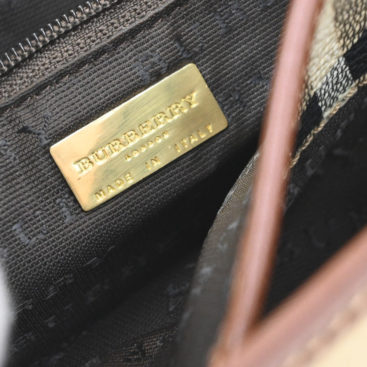 BURBERRY Nova Check Pattern Shoulder Bag PVC Leather Beige Italy GHW 35RL999