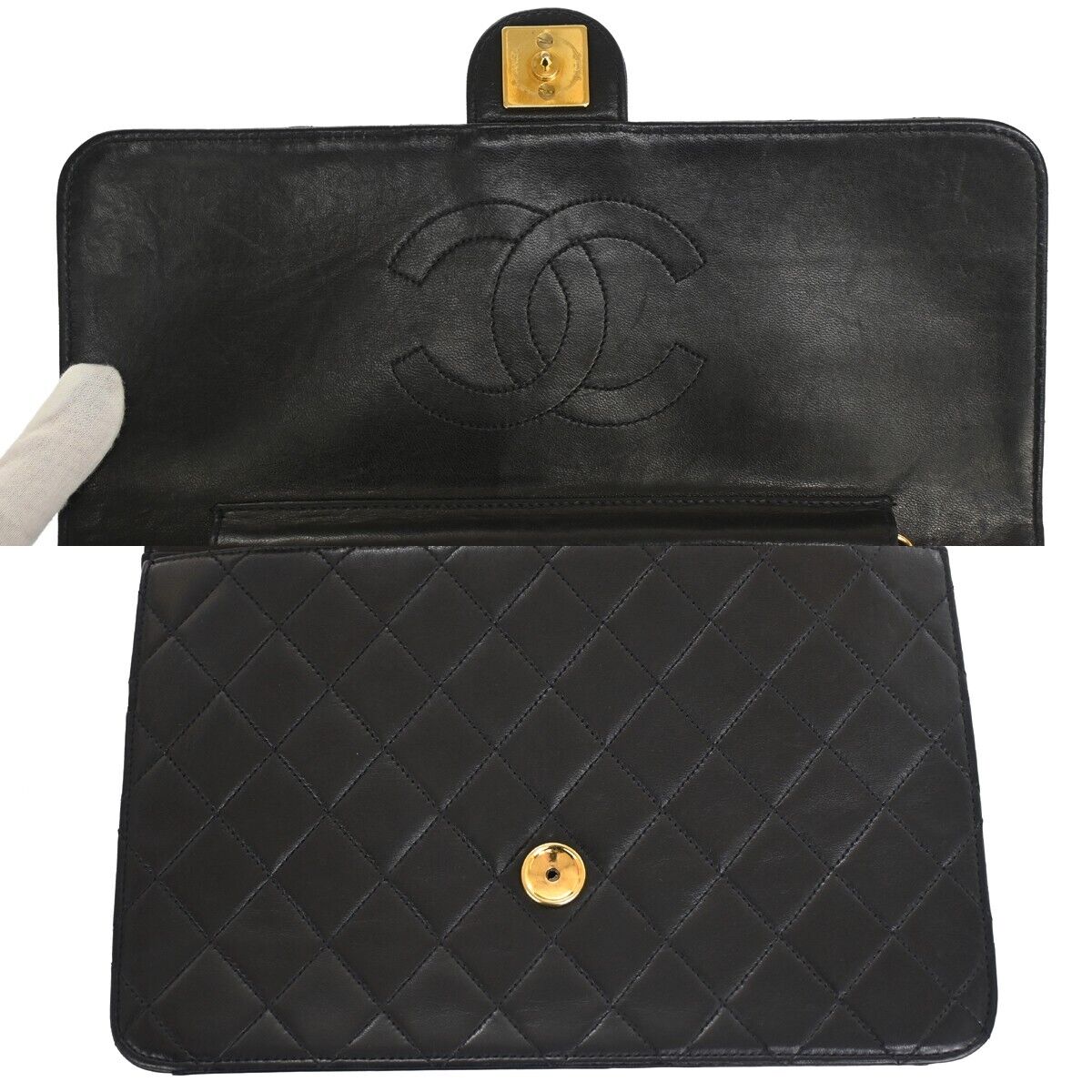 CHANEL CC Matelasse 25 Chain Shoulder Bag Leather Black GHW Vintage 813RH995